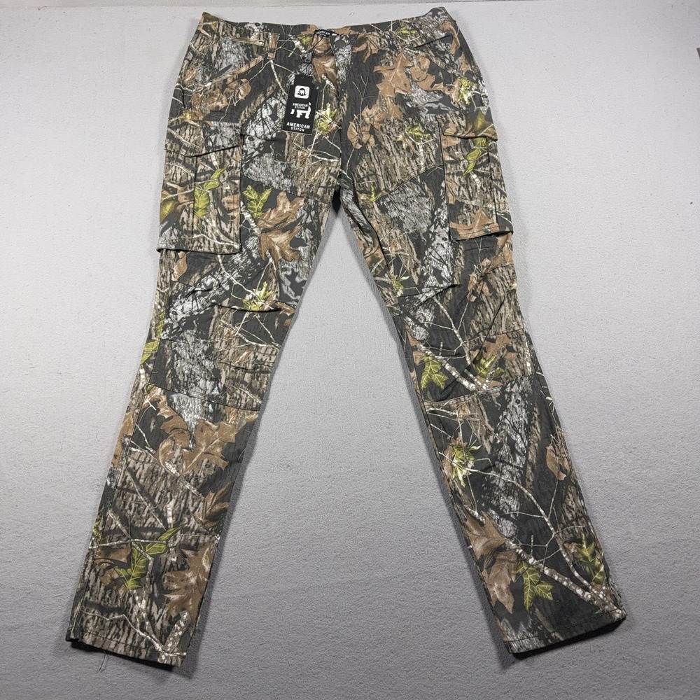 American Stitch Cargo Pants Mens 37x30 Green Camo Pockets Hunting Workwear